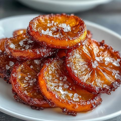 Candied orange slices for cocktail garnish: glossy, sweet citrus rounds perfect for romantic drinks or desserts.  