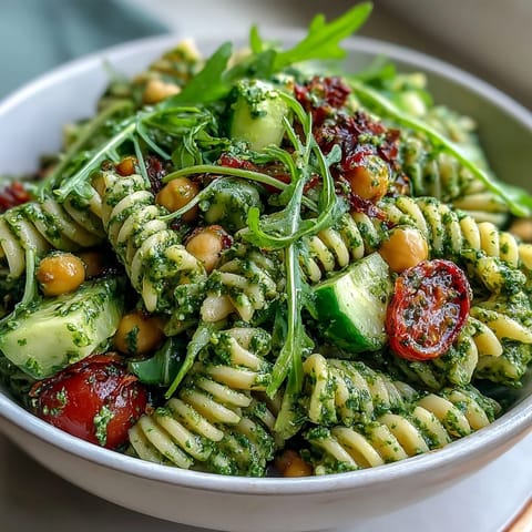 Vegan Creamy Pesto Chickpea Pasta