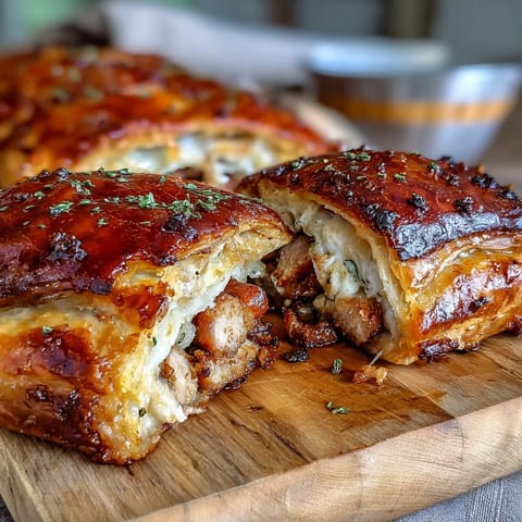 Golden puff pastry-wrapped cocktail sausages served with tangy mustard dip for game day snacking.