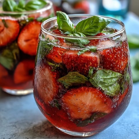 Strawberry Basil Sangria Mocktail