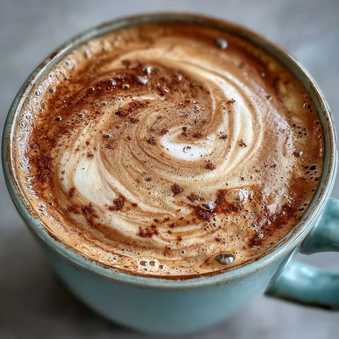Steaming Adaptogens Latte with ashwagandha, reishi, and creamy plant milk.