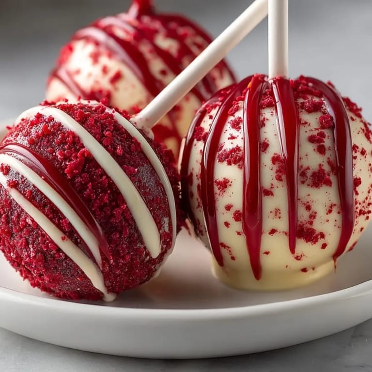 Homemade Bloody Truffle Pops: Rich red velvet cake balls covered in creamy white chocolate.