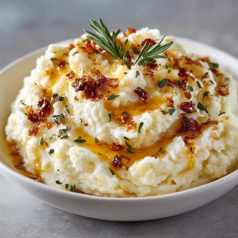 Rich Brown Butter Sage Mashed Potatoes, steaming, served in a rustic bowl, garnished.