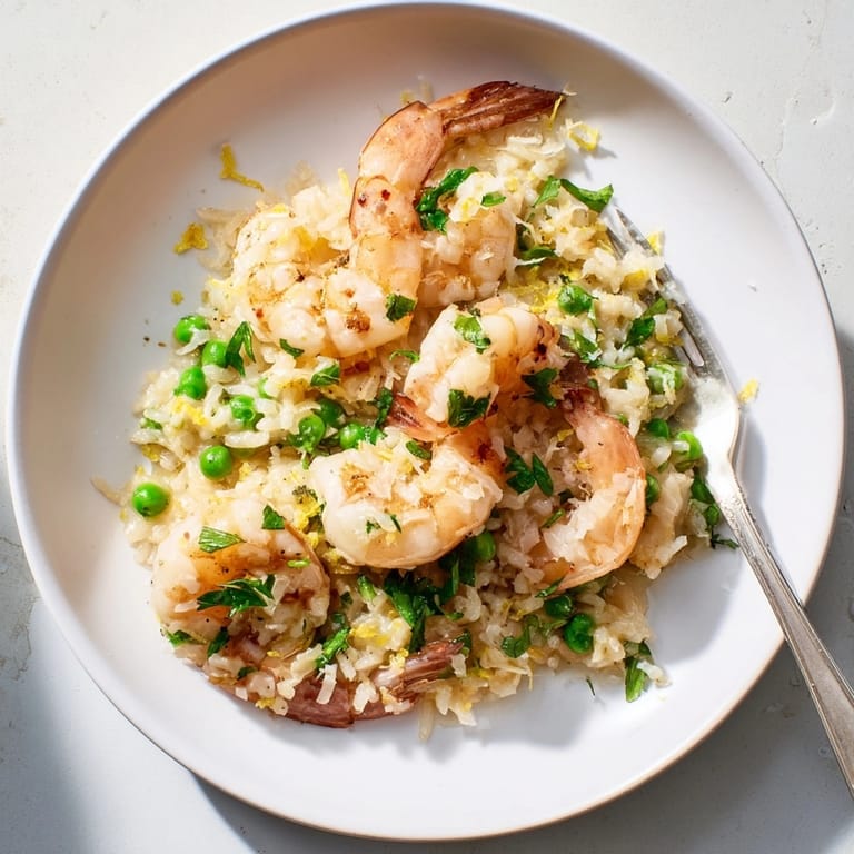 Creamy Shrimp Parmesan Rice Skillet: Fresh parsley and lemon zest elevate this simple dinner.
