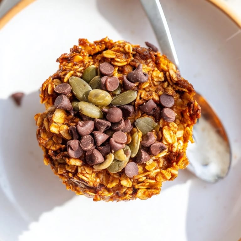 Warm, spiced pumpkin muffin granola cups ready to enjoy with a morning coffee.  