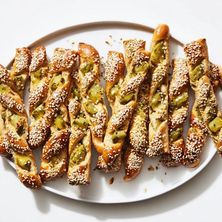 Deliciously unique Dill Pickle Pretzel Cookie Sticks drizzled with sea salt and sesame.  