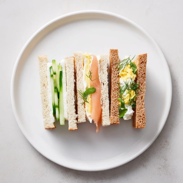 Savory Castle Feast Royal Tea Party Sandwiches: cucumber, salmon, and egg, perfect for an afternoon treat.