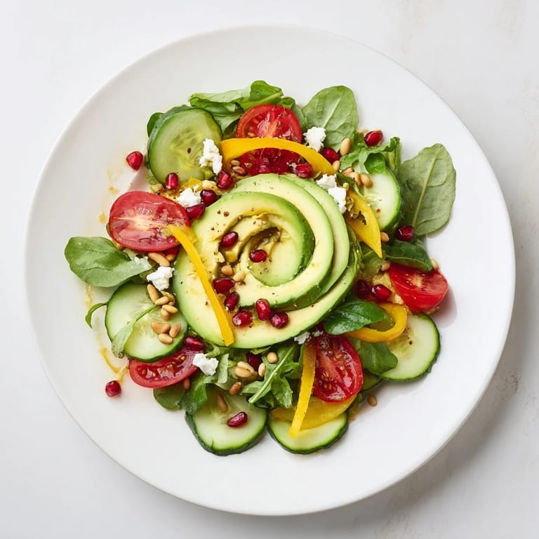 Close-up of The Golden Ratio Salad; fresh ingredients and delicious dressing await your palate.