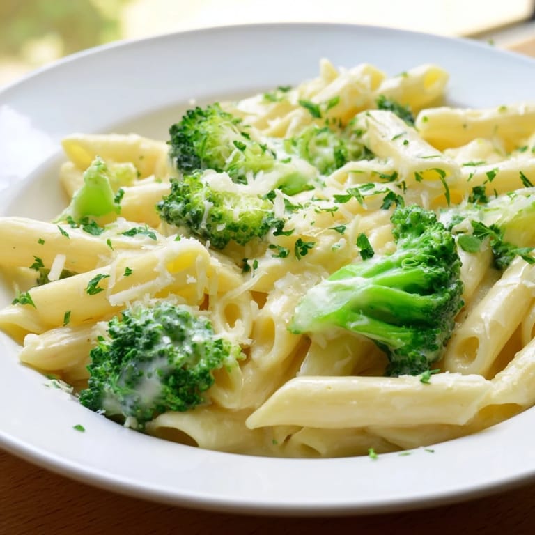 Steaming hot Cream Cheese Garlic Pasta with Parmesan and parsley, a delicious vegetarian Italian-American meal.