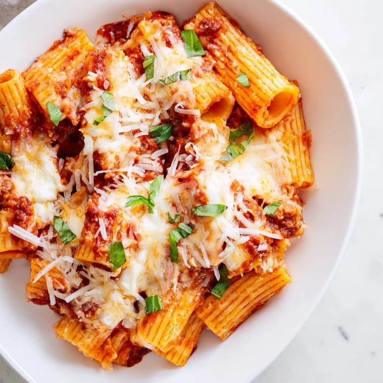 Cheesy and flavorful, this baked pasta dish combines four cheeses for maximum comfort.