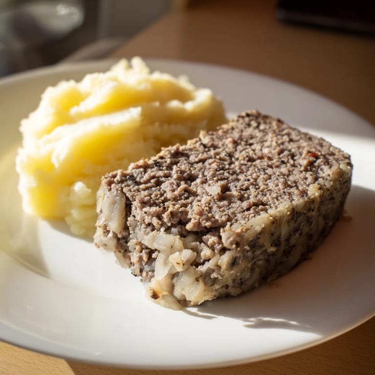 Hearty Scottish haggis, a traditional savory pudding with aromatic spices, nestled on a bed of mashed root vegetables.