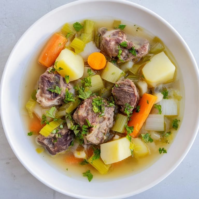 Golden crusty bread alongside a bowl of flavorful Welsh Cawl, perfect for a cold evening.