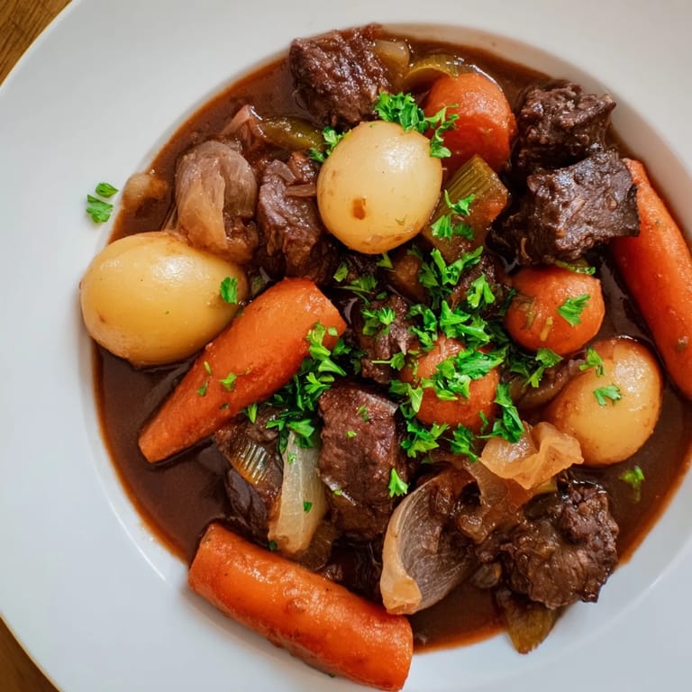 Imagine the aroma: a steaming, hearty Irish Beef Stew with carrots, onions, and succulent beef.