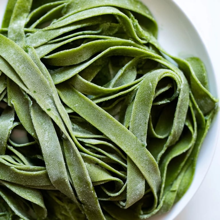 Close-up of a homemade spinach pasta dough—the fresh, healthy base for Italian meals.