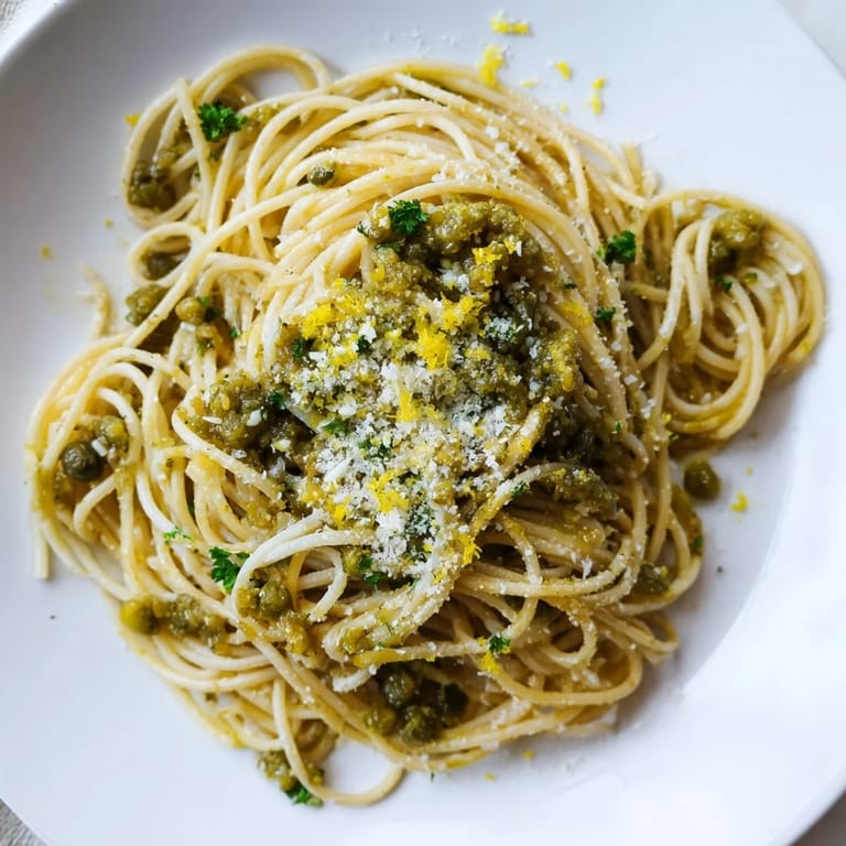 Close-up of creamy Olive Tapenade Pasta, seasoned with black pepper, a comforting meal.