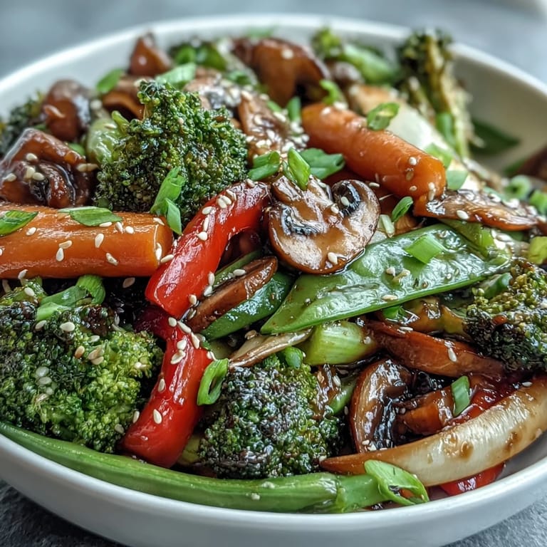 Close-up of ginger stir-fried vegetables, showcasing tender-crisp textures and aromatic appeal.