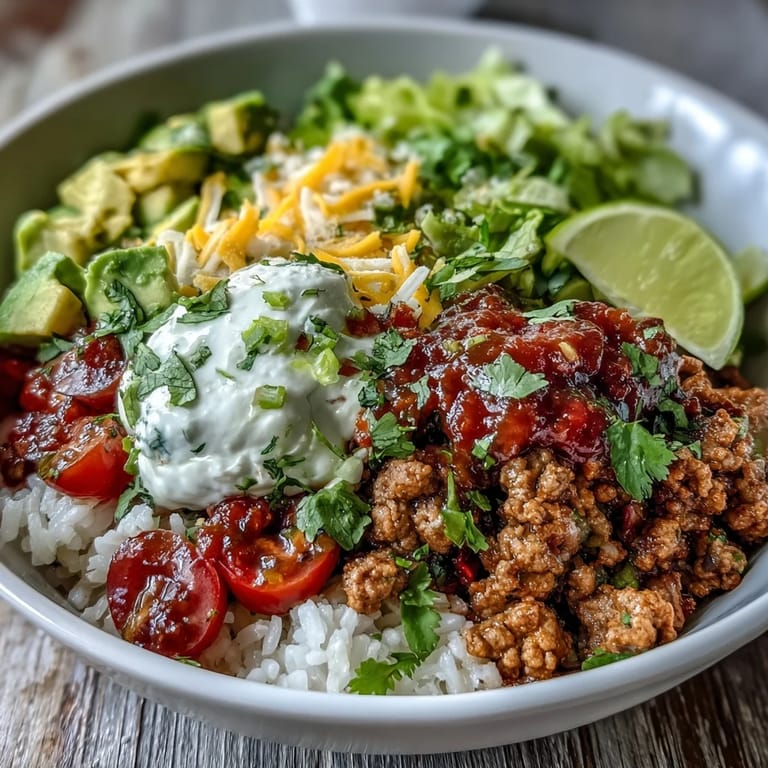 Colorful Turkey Taco Bowl with all the fixings, perfect for a quick and customizable weeknight dinner.