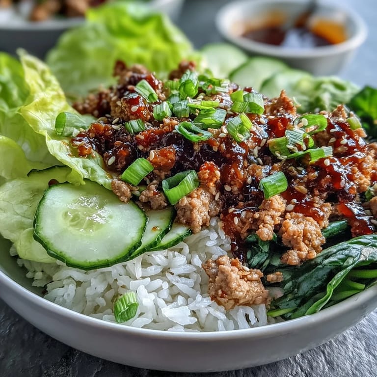 Healthy Sesame Turkey Lettuce Wrap Bowls arranged for a hands-on wrap experience with lime wedges, pickled radishes, and colorful veggie ribbons.