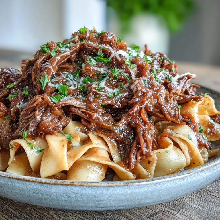 Garnished with fresh parsley and melted Gruyère, this comforting American-French fusion main dish is ready to serve.