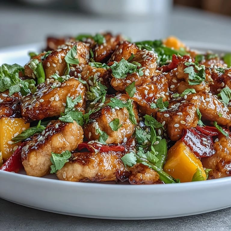 Fresh and healthy mango turmeric chicken stir-fry with vibrant vegetables and golden spices.