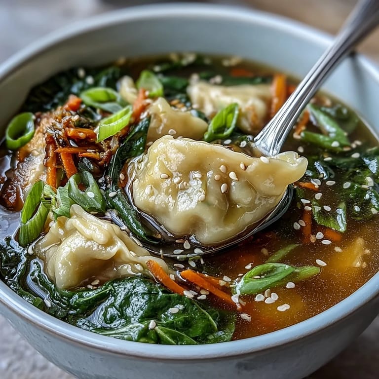 Trader Joes Dumpling Soup featuring fluffy dumplings, fresh vegetables, and aromatic ginger in a comforting Asian-inspired broth.