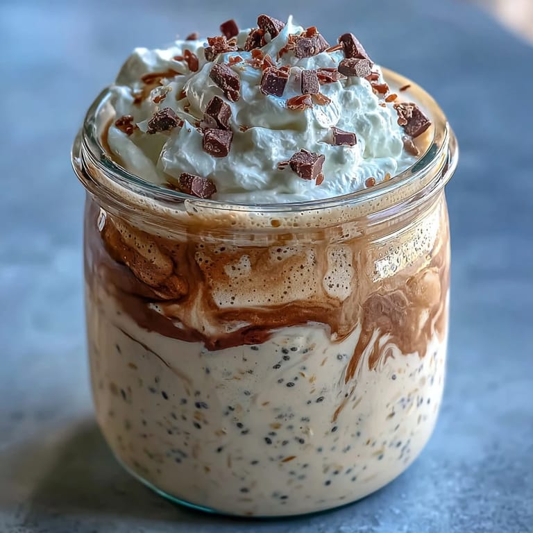 Grab-and-go vanilla bean frappuccino oats with Greek yogurt and espresso, perfect for busy mornings.