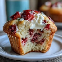 Fluffy strawberry Greek yogurt muffins topped with juicy berries, perfect for a healthy breakfast or snack.